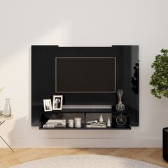 Sieninė TV spintelė, 120x23,5x90 cm, juoda цена и информация |  Тумбы под телевизор | pigu.lt