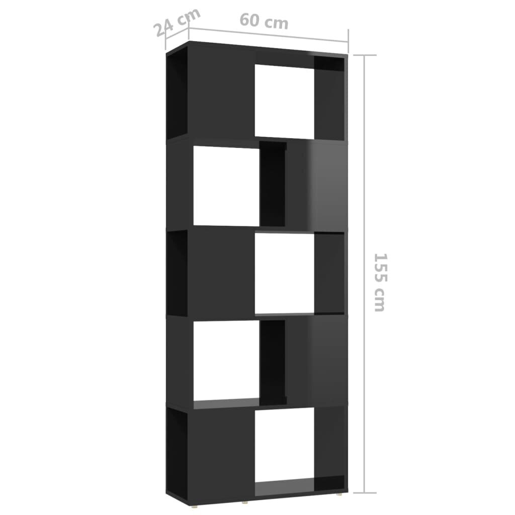 Spintelė knygoms/kambario pertvara, 60x24x155cm, juoda kaina ir informacija | Lentynos | pigu.lt
