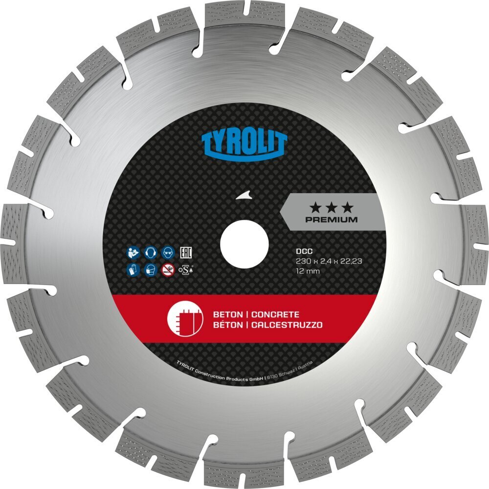 Deimantinis pjovimo diskas betonui Tyrolit Premium*** (125x2.4/1.8) kaina ir informacija | Mechaniniai įrankiai | pigu.lt