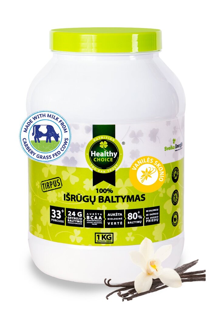 100% išrūgų baltymai Healthy Choice Vanilės skonio, 1 kg kaina ir informacija | Baltymai | pigu.lt