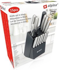 Alpina набор ножей, 15 частей цена и информация | Ножи и аксессуары для них | pigu.lt