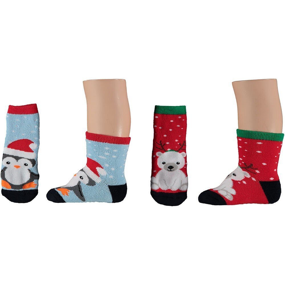 Kalėdinės kojinės su neslystančiu padu kūdikiams Apollo Merry Christmas Baby, 2 poros kaina ir informacija | Žiemos drabužiai vaikams | pigu.lt