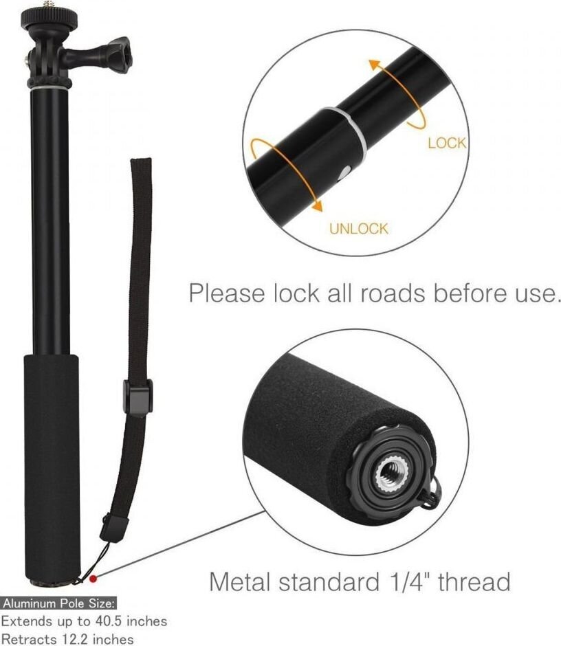 Tech-Protect THP625BLK kaina ir informacija | Asmenukių lazdos (selfie sticks) | pigu.lt