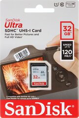 Sandisk Ultra SDHC SDSDUN4-032GGN6IN цена и информация | Карты памяти для фотоаппаратов, камер | pigu.lt