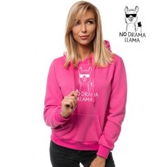 Розовый женский джемпер с капюшоном "No drama Llama" JS/W02-45555-XXL цена и информация | Женские толстовки | pigu.lt