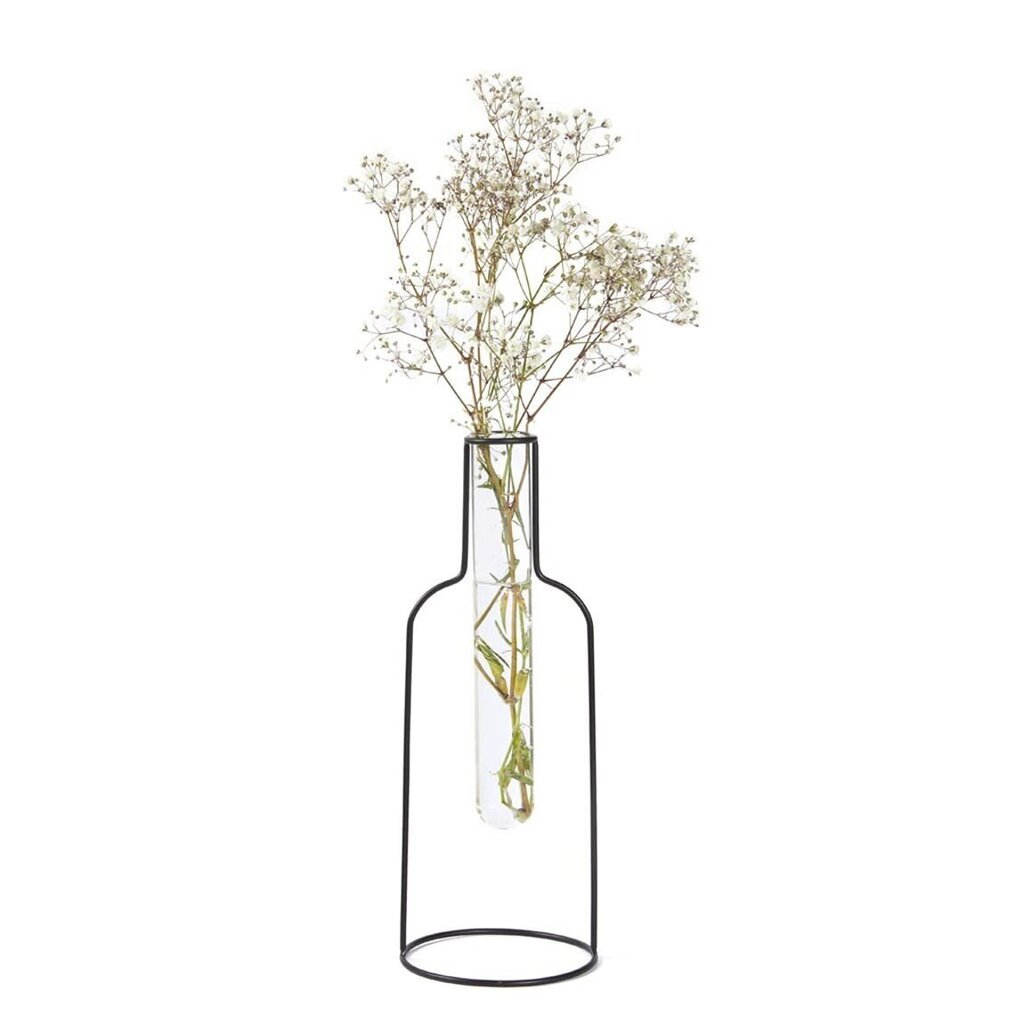 Metalinė vaza stikliniu cilindru Silhouette 26cm цена и информация | Vazos | pigu.lt