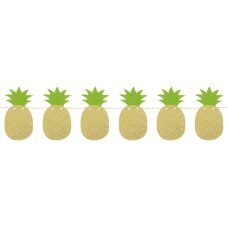 Blizgučių girlianda Ananasas - žali lapai, dydis 10,5x20x250 cm цена и информация | Праздничные декорации | pigu.lt