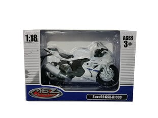 MSZ Motociklas SUZUKI GSR-R1000, 1:18 kaina ir informacija | Žaislai berniukams | pigu.lt