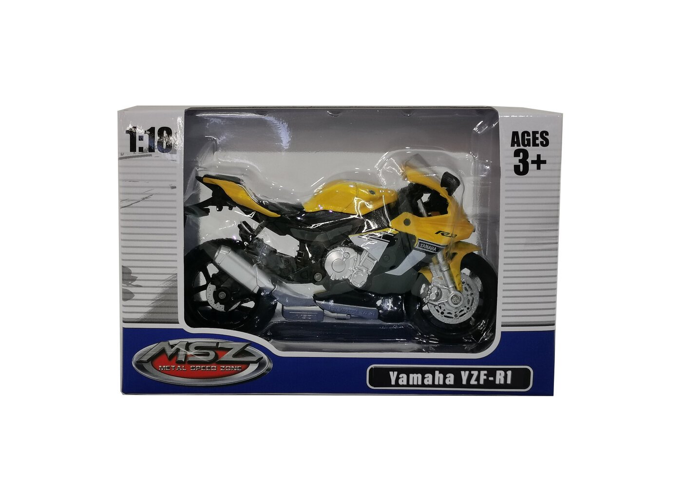 Motociklas MSZ Yamaha YZF-R1, 1:18, geltonas kaina ir informacija | Žaislai berniukams | pigu.lt