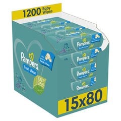 Drėgnos servetėlės Pampers Fresh Clean 15x80 vnt. kaina ir informacija | Pampers Išparduotuvė | pigu.lt