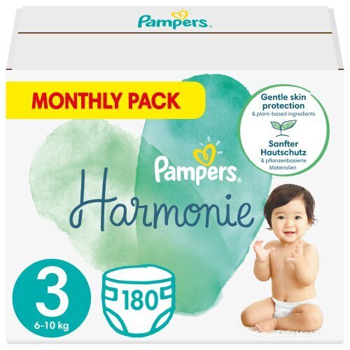 Sauskelnės Pampers Harmonie Monthly Pack, 3 dydis, 6-10 kg, 180 vnt. kaina  | pigu.lt