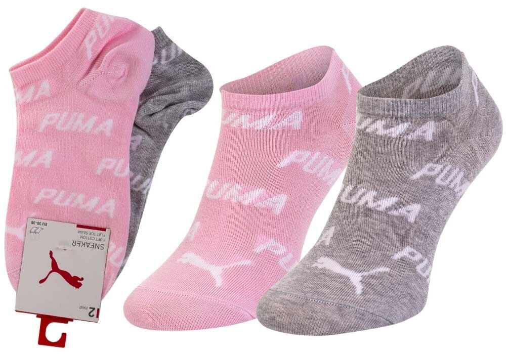 Puma kojinės unisex, rožinės/pilkos, 2 poros kaina ir informacija | Vyriškos kojinės | pigu.lt