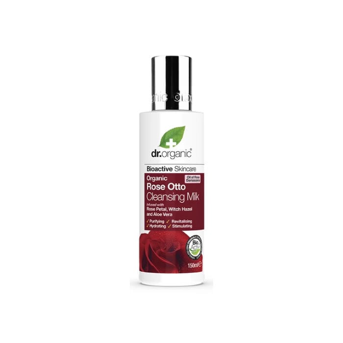 Natūralus valomasis pienelis Dr. Organic Rose Otto 150 ml kaina ir informacija | Veido prausikliai, valikliai | pigu.lt