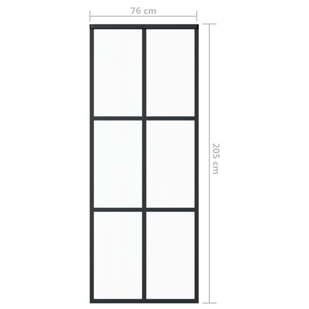 Stumdomos durys, juodos, 76x205cm, ESG stiklas ir aliuminis kaina ir informacija | Vidaus durys | pigu.lt