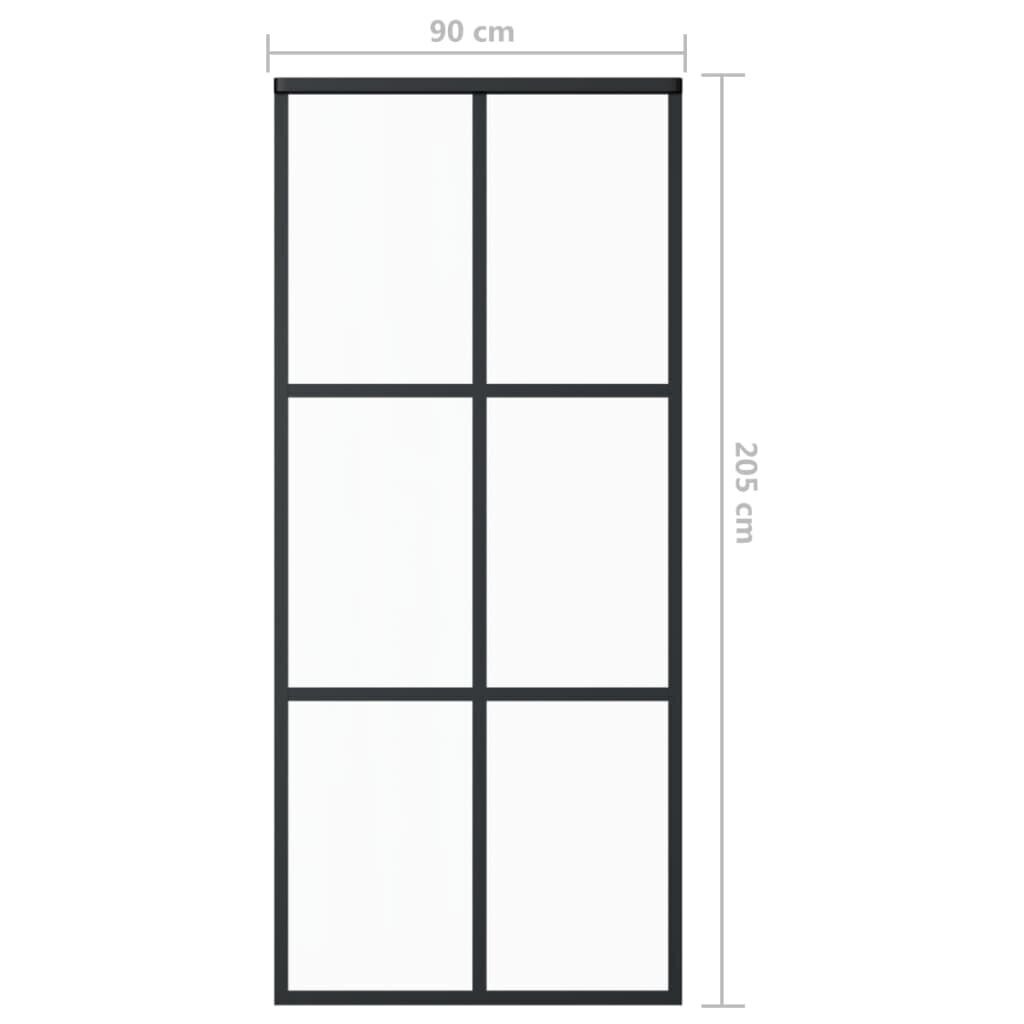 Stumdomos durys, juodos, 90x205cm, ESG stiklas ir aliuminis kaina ir informacija | Vidaus durys | pigu.lt