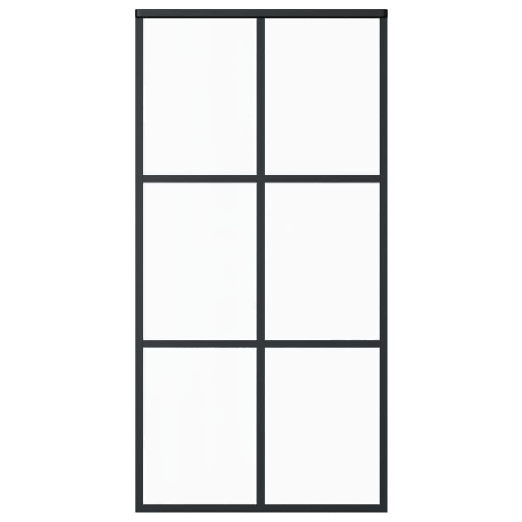 Stumdomos durys, juodos, 102x205cm, ESG stiklas ir aliuminis kaina ir informacija | Vidaus durys | pigu.lt