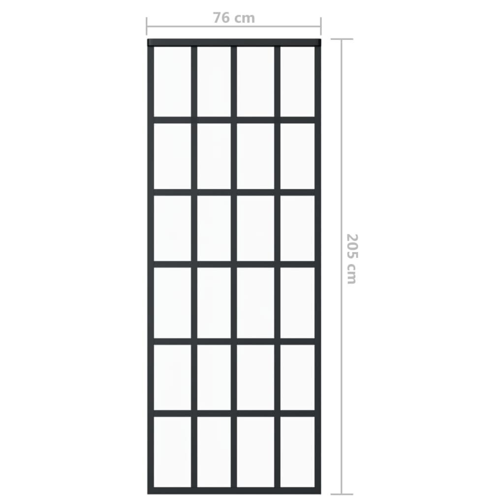 Stumdomos durys, juodos, 76x205cm, ESG stiklas ir aliuminis kaina ir informacija | Vidaus durys | pigu.lt