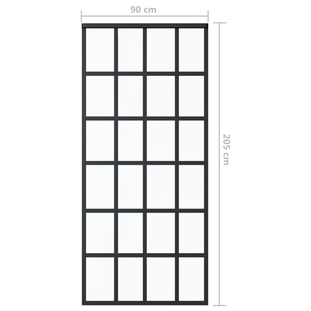 Stumdomos durys, juodos, 90x205cm, ESG stiklas ir aliuminis kaina ir informacija | Vidaus durys | pigu.lt