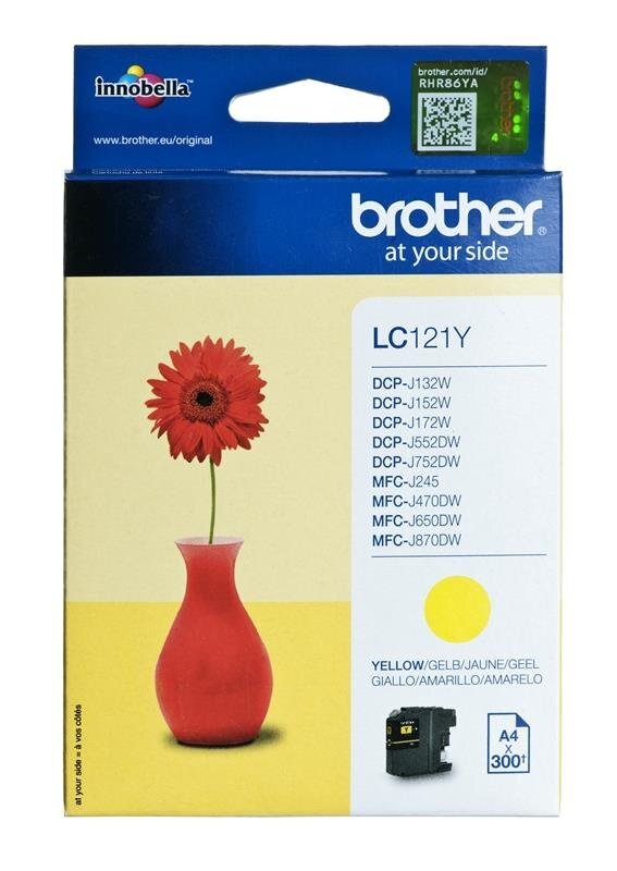 Brother LC121Y, Yellow Ink Cartridge 300 pages kaina ir informacija | Kasetės lazeriniams spausdintuvams | pigu.lt