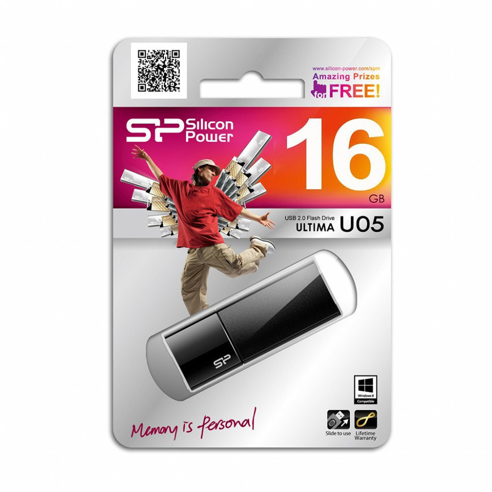 Silicon Power Ultima U05 16GB 2.0, Juodas kaina ir informacija | USB laikmenos | pigu.lt