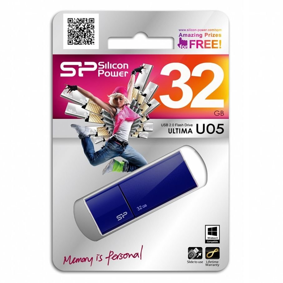 Silicon Power Ultima U05 32GB 2.0, Mėlynas kaina ir informacija | USB laikmenos | pigu.lt