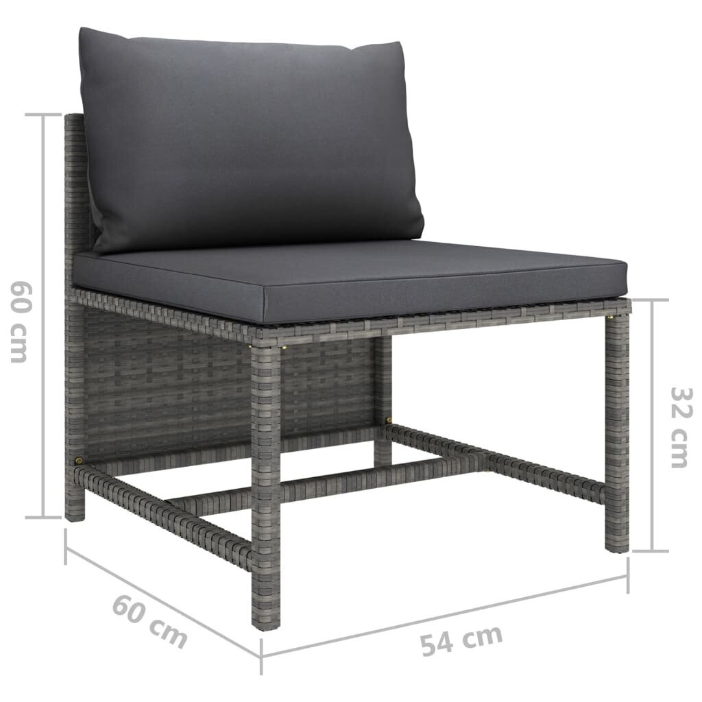 Sofos komplektas su pagalvėlėmis, 3 dalių, pilkas kaina ir informacija | Lauko baldų komplektai | pigu.lt