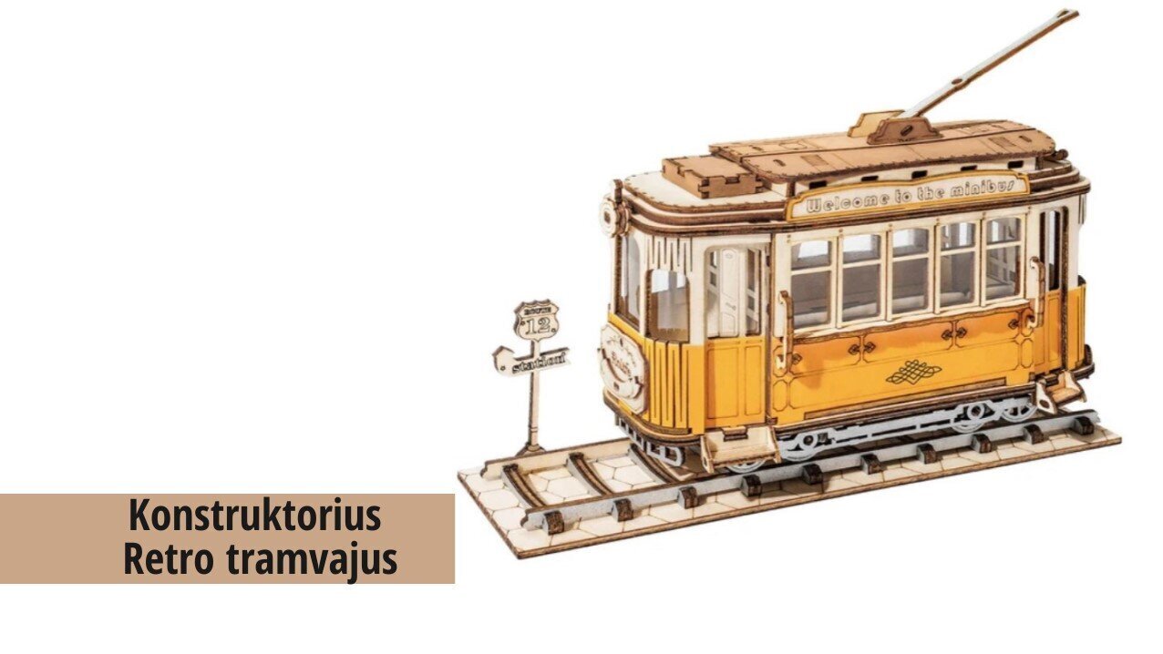 Medinis konstruktorius Robotime Retro Tramvajus kaina ir informacija | Konstruktoriai ir kaladėlės | pigu.lt