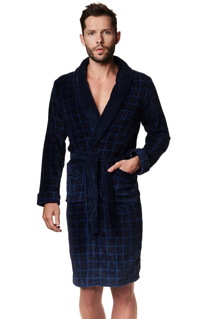 Chalatas Henderson Mazer 39389-59X vyrams, tamsiai mėlynos spalvos kaina ir informacija | Vyriški chalatai, pižamos | pigu.lt