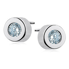 Серебряные круглые серьги SENTIELL с аквамариновым цирконом KS0036E_AQ цена и информация | Серьги | pigu.lt