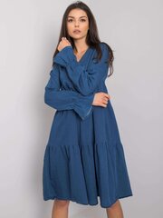 Rue Paris Темно-синее платье с длинными рукавами цена и информация | Платья | pigu.lt