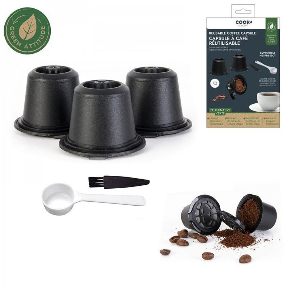 Daugkartinio naudojimo kavos kapsulės Daugkartinės kavos kapsulės Cook  Concept, tinkančios Nespresso kavos aparatams, 3 vnt. kaina | pigu.lt