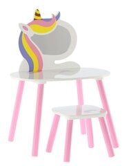 Vaikiškas kosmetinis staliukas su kėdute Lily, baltas/rožinis kaina ir informacija | Kosmetiniai staliukai | pigu.lt