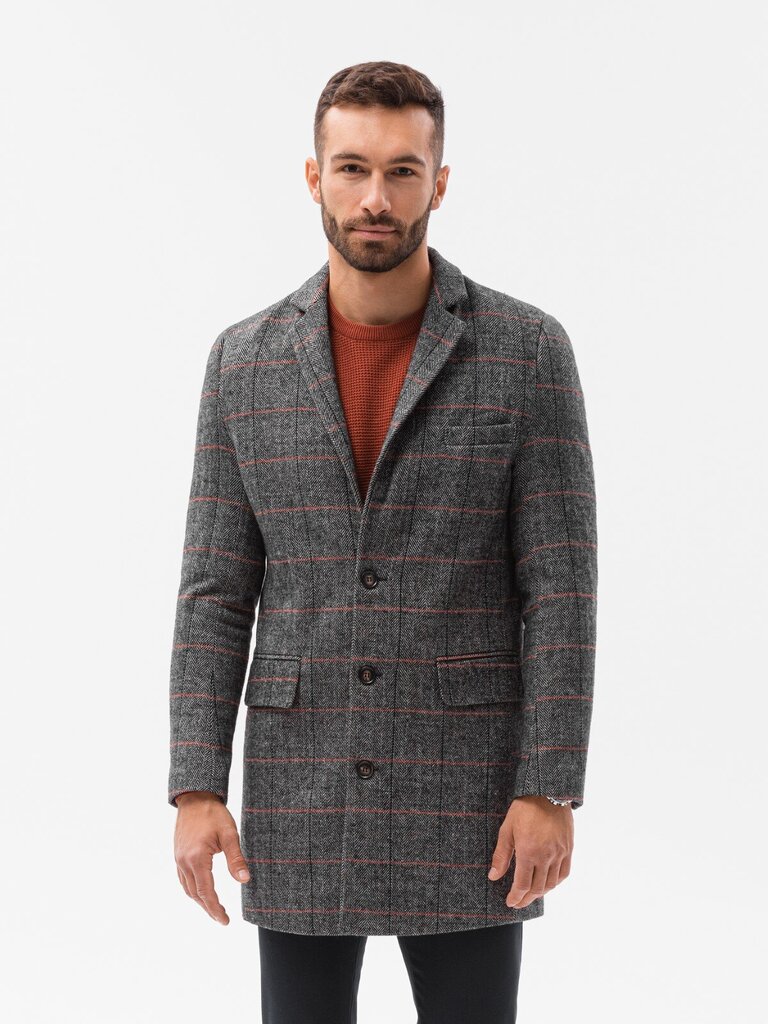 Elegantiškas vyriškas paltas Ombre C500, juodas цена и информация | Vyriški paltai  | pigu.lt