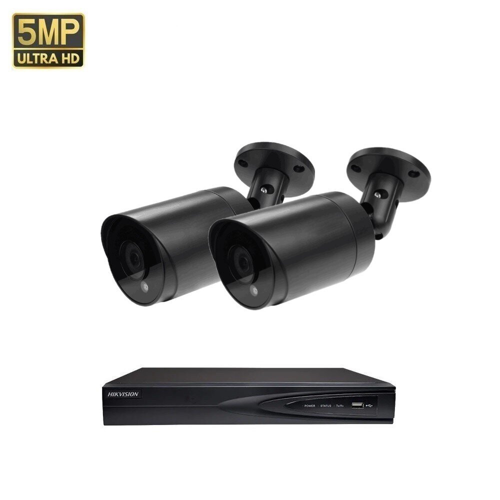 5MP IP POE Bullet vaizdo kamerų VAI2055HKB JUODOS + Hikvision NVR 7604 komplektas kaina ir informacija | Stebėjimo kameros | pigu.lt