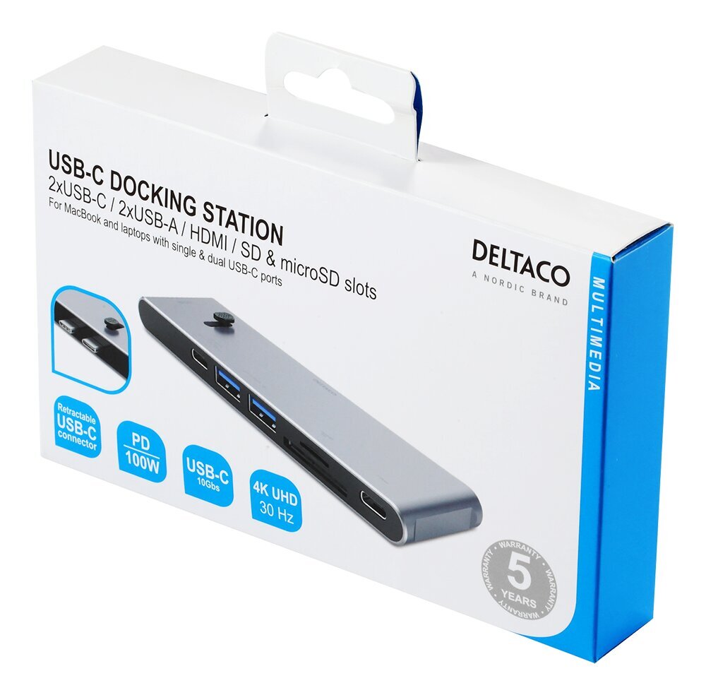 Šakotuvas Deltaco USBC-HDMI21, HDMI/DisplayPort/USB-A/USB-C kaina ir informacija | Adapteriai, USB šakotuvai | pigu.lt