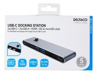 Разветвитель Deltaco USBC-HDMI21, HDMI/DisplayPort/USB-A/USB-C цена и информация | Адаптеры, USB-разветвители | pigu.lt