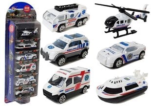 Žaislinės greitosios pagalbos automobilių rinkinys Die Cast, baltas, 6d. kaina ir informacija | Žaislai berniukams | pigu.lt