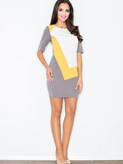 Suknelė moterims Figl 27947, pilka/geltona kaina ir informacija | Suknelės | pigu.lt