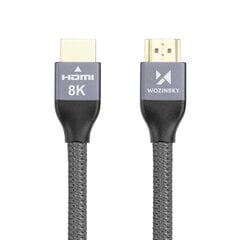 Кабель Wozinsky HDMI 2.1 8K 60 Гц 48 Гбит/с / 4K 120 Гц / 2K 144 Гц, 2 м, серебристый (WHDMI-20) цена и информация | Кабели и провода | pigu.lt