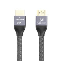 Кабель Wozinsky, HDMI 2.1 8K 60 Hz 48 Gbps / 4K 120 Hz / 2K 144 Hz, 5 м, серебряный, (WHDMI-50) цена и информация | Кабели и провода | pigu.lt