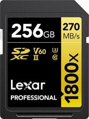 Lexar карта памяти SDXC 256GB Professional 1800x UHS-II U3 V60 цена и информация | Карты памяти для фотоаппаратов, камер | pigu.lt