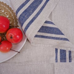 Lininės stalo servetėlės Navy blue Stripes, 4 vnt, 40x40 cm. цена и информация | Скатерти, салфетки | pigu.lt