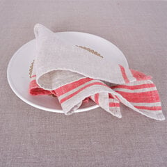 Lininės stalo servetėlės, raudonai dryžuotos, 4 vnt. kaina ir informacija | Staltiesės, servetėlės | pigu.lt