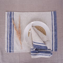 Lininės stalo servetėlės Navy blue Edge, 2 vnt. kaina ir informacija | Staltiesės, servetėlės | pigu.lt