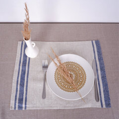 Lininės stalo servetėlės, tamsiai mėlynai dryžuotos, 4 vnt. kaina ir informacija | Staltiesės, servetėlės | pigu.lt