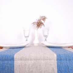Lininis stalo takelis, mėlynomis juostomis, 40x100 cm. цена и информация | Скатерти, салфетки | pigu.lt
