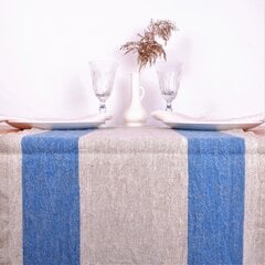 Lininis stalo takelis, mėlynomis juostomis, 40x100 cm. kaina ir informacija | Staltiesės, servetėlės | pigu.lt