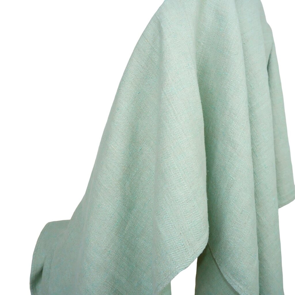 Norravilla lininis pledas Herringbone Mint 135x180 cm kaina ir informacija | Lovatiesės ir pledai | pigu.lt