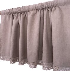 Натуральная льняная штора с кружевом Valance white, 140x110 см. цена и информация | Шторы, занавески | pigu.lt