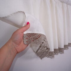 Натуральная льняная штора с кружевом Valance white, 140x110 см. цена и информация | Шторы | pigu.lt